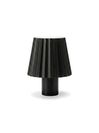 Vinlume black pleated cylinder bottle lamp with touch controls and rechargeable battery.