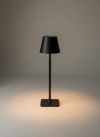Vinlume black modern standing lamp with a square base and a conical shade, offering diffused ambient light.