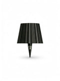 Vinlume black textured bottle lamp with pleated shade and metallic spring detail. Wireless and rechargeable.