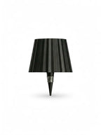 Vinlume black textured bottle lamp with pleated shade and metallic spring detail. Wireless and rechargeable.