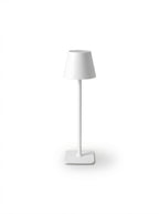 Vinlume white modern standing lamp with a square base and a conical shade, offering diffused ambient light.
